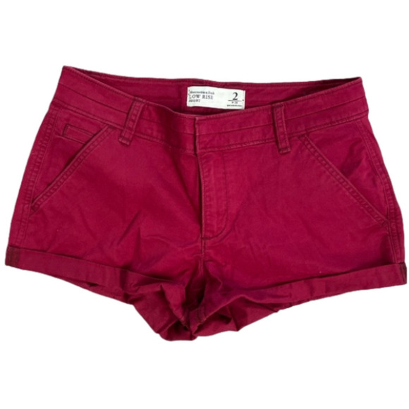 Abercrombie & Fitch Women’s Burgundy Low Rise Shorts 2/26W - Picture 1 of 7